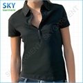 100% Cotton Short Sleeve Turndown Collar Custom Women T Shirt 1