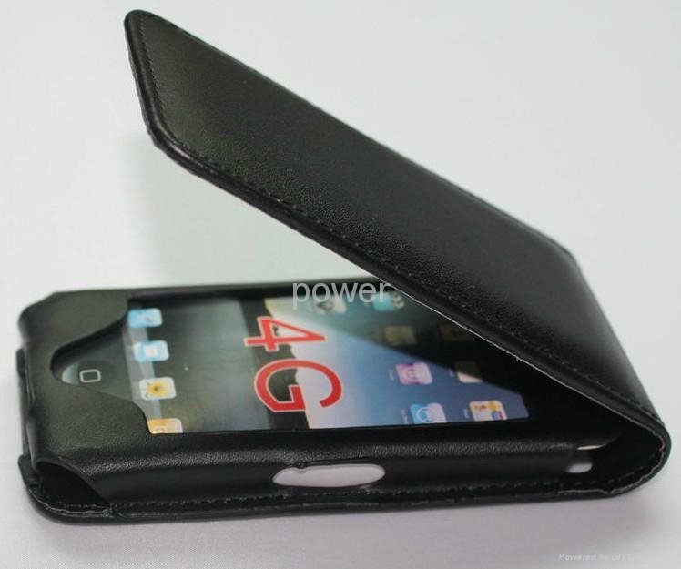 Black Leather Case For Apple iphone 4 4G 4S