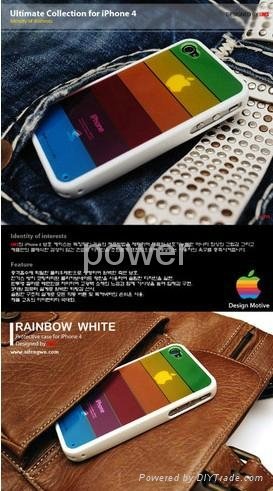 Rainbow Stripes Rubber Case For iphone 4 4G 4S 2