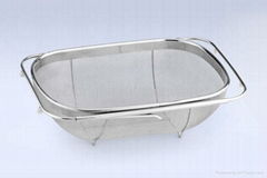 Stainless steel sink colander with extendable handle