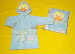 100%cotton children hooded bathrobe