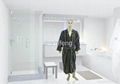 Men black jacquard bathrobe  1