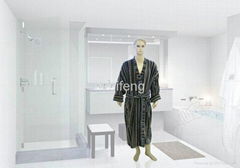 Men black jacquard bathrobe 