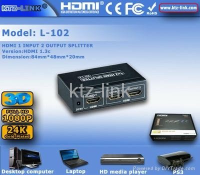 1*2  HDMI splitter--3D support  1080P