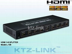 high quality 1X8 HDMI splitter, 1080P,