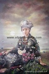 oil painting chinese gril  minority craft character paintings 