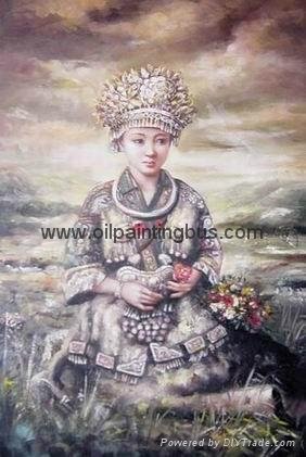 oil painting chinese gril  minority craft character paintings  2