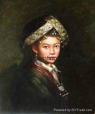 oil painting chinese gril  minority craft character paintings  5