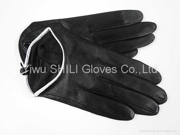 half genuine goatskin leather  ladies gloves 2