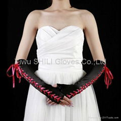 Long stain glove bridal gloves evening gloves ladies stain silk ribbon gloves ha
