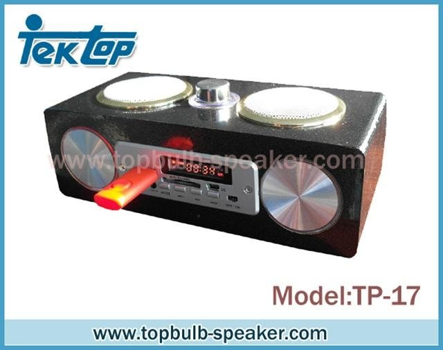 wooden mini vibration speaker with rgb light sd fm function