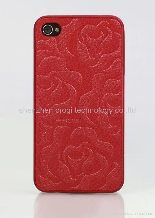 high quality elegant leather  Rose design for iphone case cover