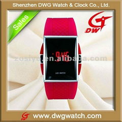 Silicone digital intercrew LED watch 