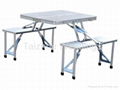 Four Seat Aluminum Picnic linked table&chairs 1