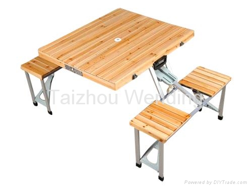 Outdoor Portable Wooden Folding Camping Picnic Table ...