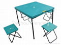 blue plastic camping table with 4 stools 5