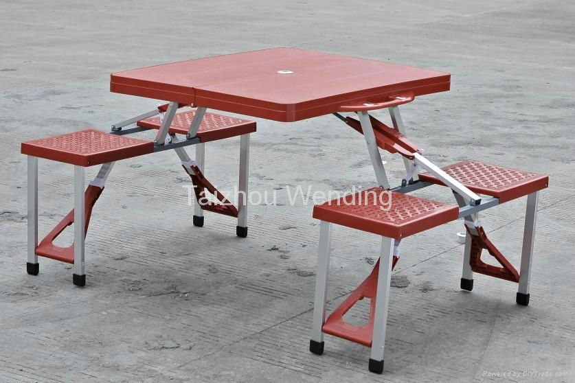 Outdoor Yellow Plastic Folding Camping Picnic Table 3