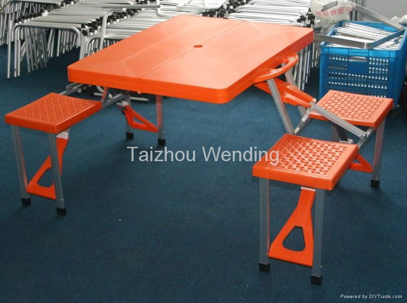 Outdoor Yellow Plastic Folding Camping Picnic Table 4