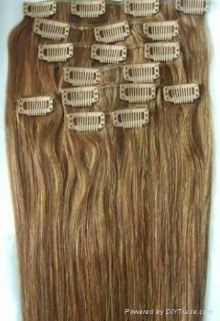 Top quality 100% remy human clip in hair extension 4