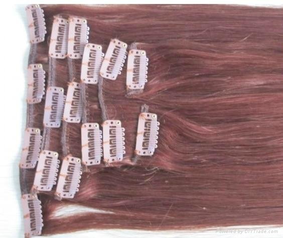 Top quality 100% remy human clip in hair extension 5