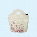 Nylon shopping bags with leather handle
