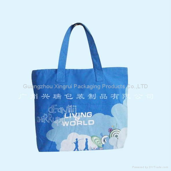 Nylon shopping bags with leather handle 2