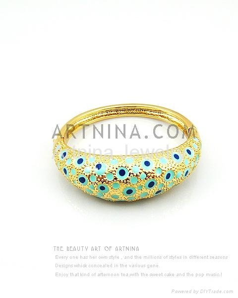 2012 fashion jewelry gold plated pastoral style blue bangle 1