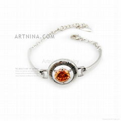 high quality white gold plated fashion bracletes with orange zircon decorated