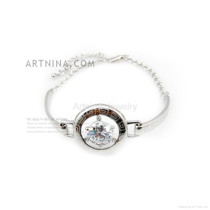 high quality white gold plated fashion bracletes with orange zircon decorated 2