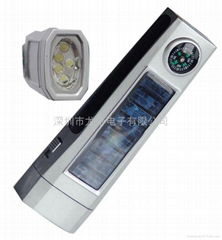 Solar flashlight with compass