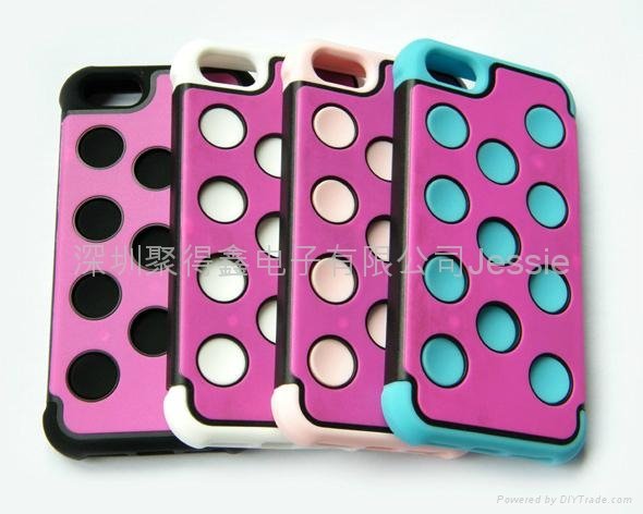 IPHONE 5 three in One three-color set Sillice Gel TPU  PC