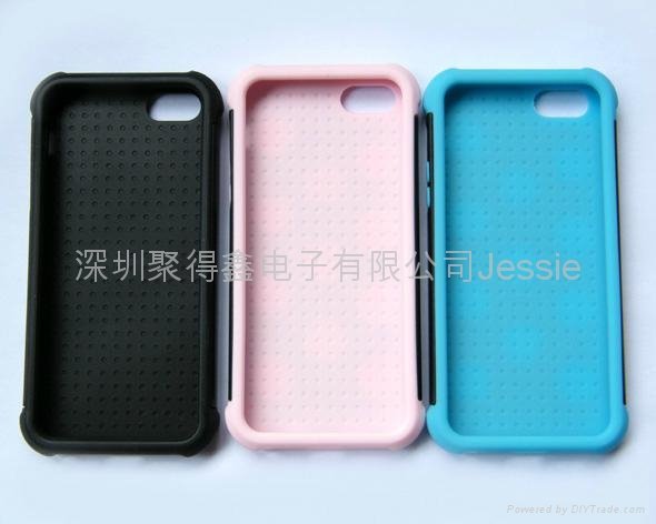IPHONE 5 three in One three-color set Sillice Gel TPU  PC 3