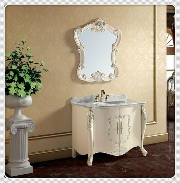 Antique Class Archaize Wooden Bathroom Cabinet Vanity Set Marble Top