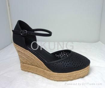Low cost high heel cancas platform sandal for lady  5