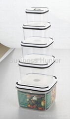 Square food container set, 5pcs