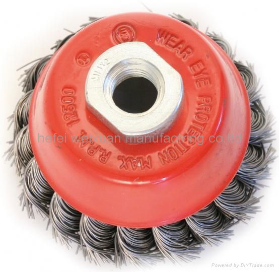 twist knot conical circular wire brush