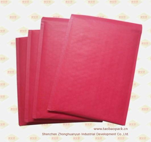 red kraft bubble mailer
