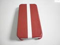 New fashion leather case for apple iphone4 use red and white 5