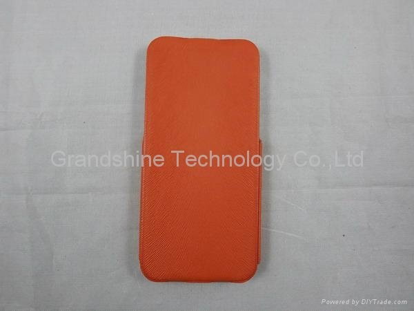 New flip PU leather case for iphone5 orange 2