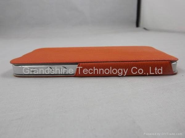 New flip PU leather case for iphone5 orange 3