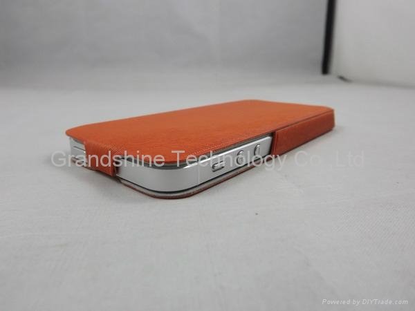New flip PU leather case for iphone5 orange 4
