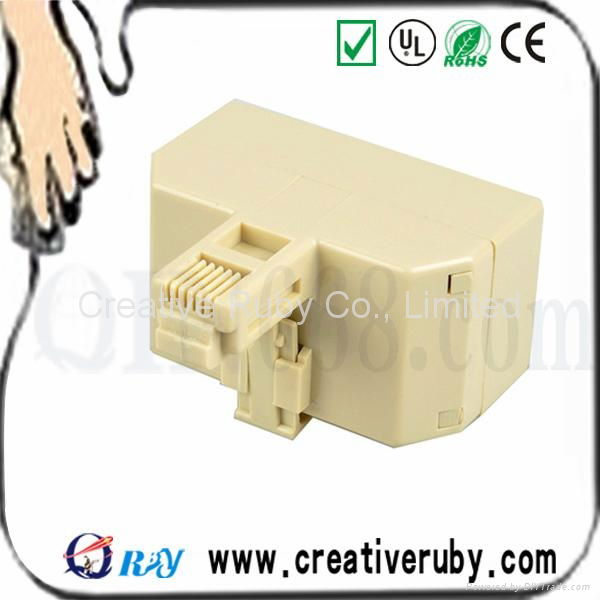 RJ11 Modular Telephone Adapter Male to Female 5