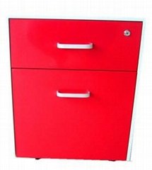 red mobile steel office cabinet