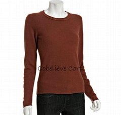 coral cashmere sleeve crewneck sweater