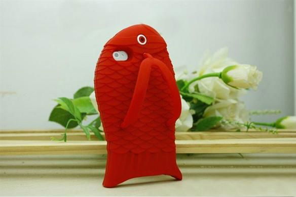 Newest Cartoon 3D Lovely Fish slipper Silicon Case For iPhone 4 4S  2