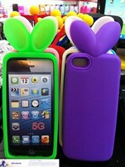 new arrival rabbit speaker cover silicone phone case for iphone 5