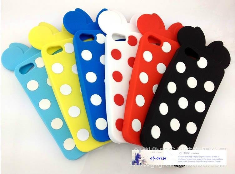 Mickey Minnie lovely wave point bow case for iphone 5 Silicone Cover 3