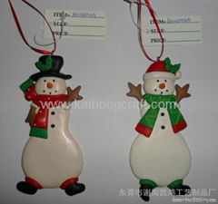 Slender hanging decoration of santa and snowman