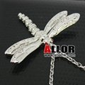 Stainless steel dragonfly necklace with red crystal setting 1