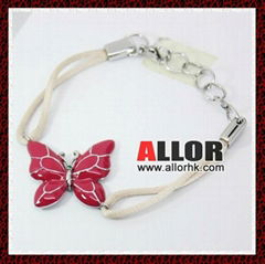 stainless steel butterfly charm adjustable bracelet